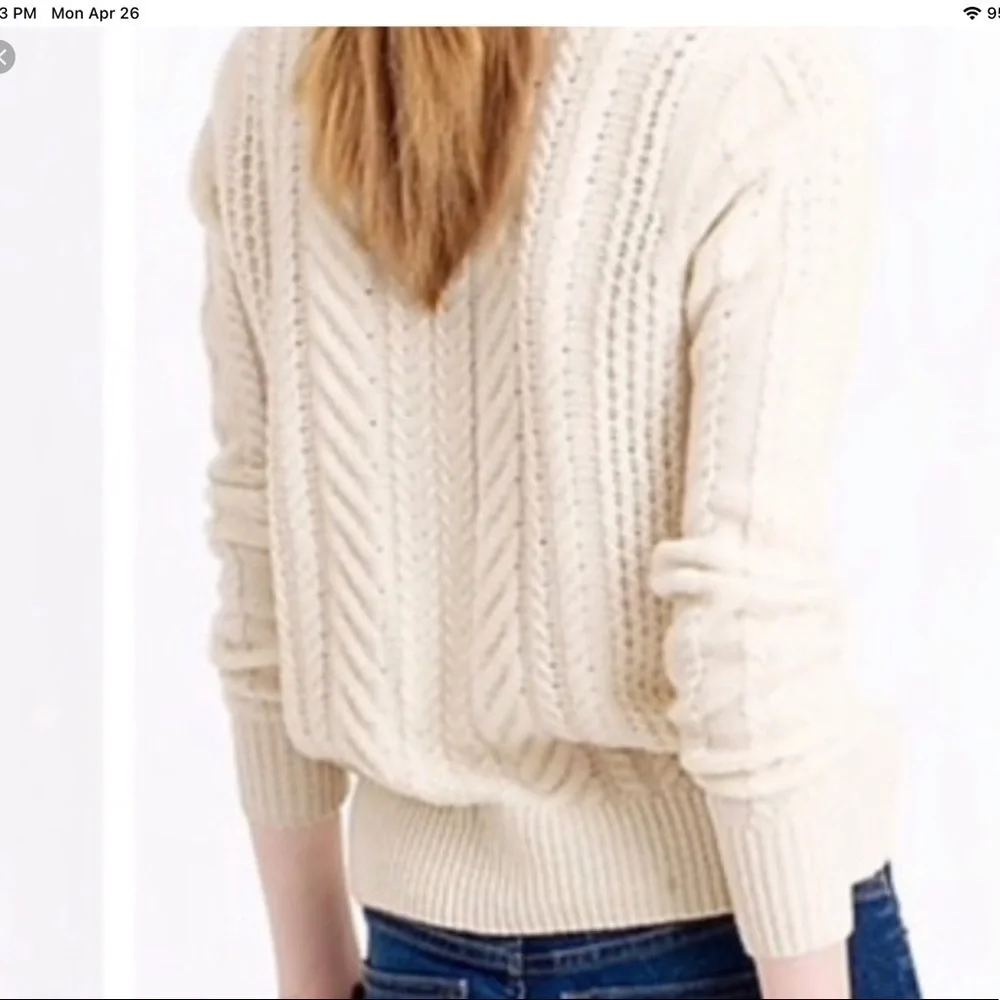 J Crew Perfect Wool Cable Knit Sweater XS